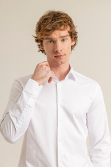 Beyaz %100 Pamuk Saten Non-Iron Ütü İstemeyen Casual Cepsiz Modern Fit Gömlek