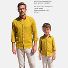 Asit Sarısı %100 Keten Düğmeli Yaka Casual Modern Fit Cepsiz Gömlek