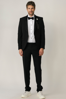 Beyaz Damatlık Ata Yaka Ayaklı Düğmeli Modern Fit Duble Manşet Papyon Hediyeli Gömlek