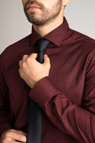 Bordo %100 Pamuk Saten Non-Iron Ütü İstemeyen Casual Cepsiz Modern Fit Gömlek
