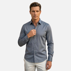 Antrasit Rengi Pamuk Saten Non-Iron Ütü İstemeyen Casual Cepsiz Fit Gömlek
