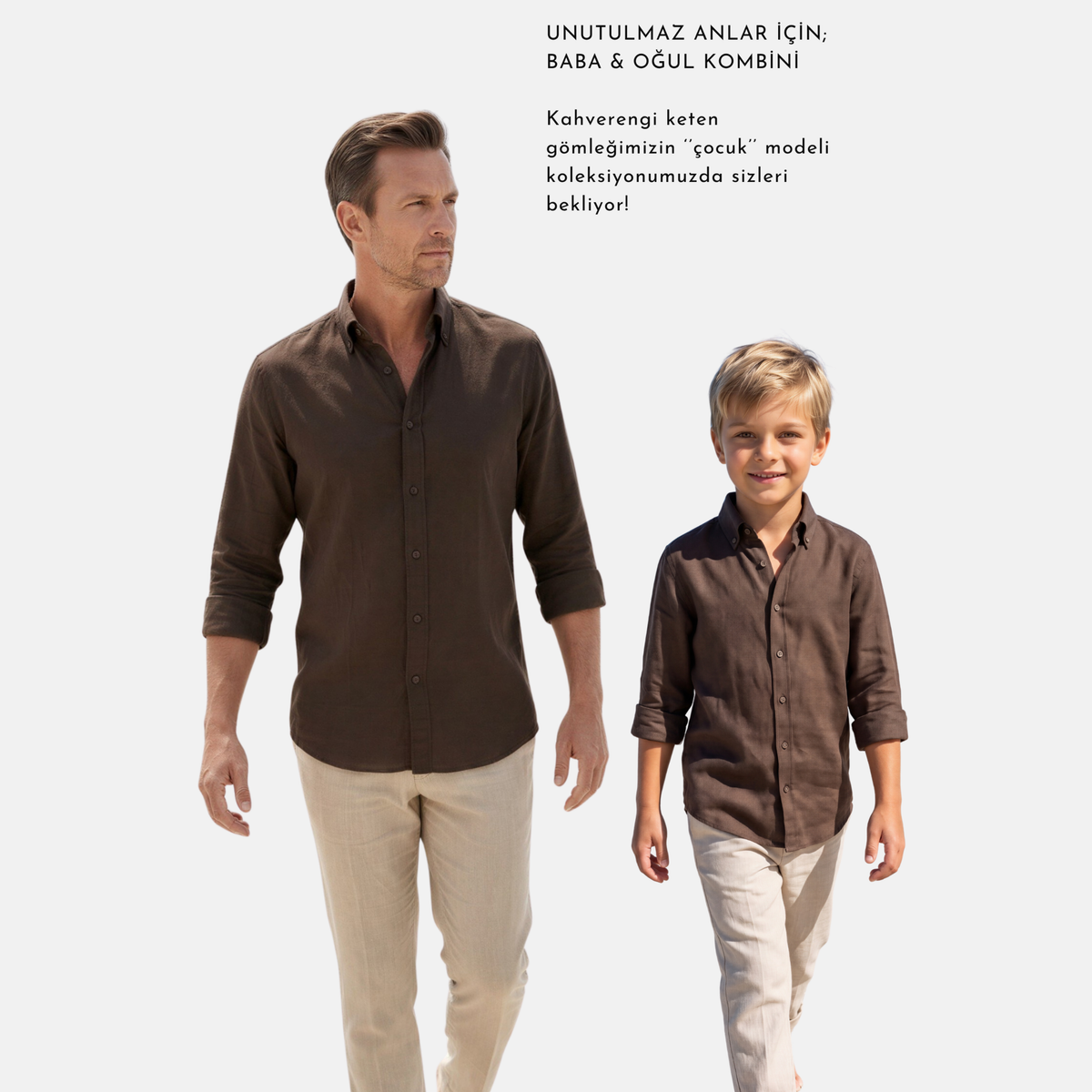 Kahverengi %100 Keten Düğmeli Yaka Casual Modern Fit Cepsiz Gömlek