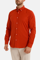 Kırmızı Oxford Düğmeli Yaka Pamuk Likra Slim Fit Casual Cepsiz Gömlek