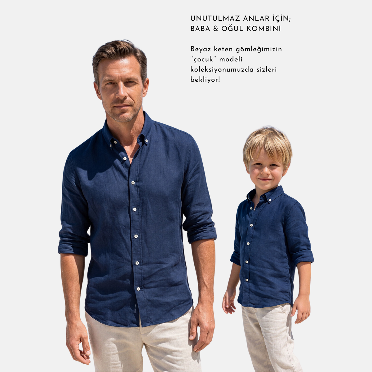 Lacivert %100 Keten Düğmeli Yaka Casual Modern Fit Cepsiz Gömlek