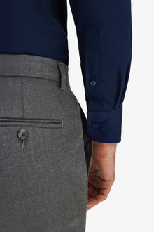 Lacivert %100 Pamuk Saten Non-Iron Ütü Istemeyen Casual Cepsiz Modern Fit Gömlek