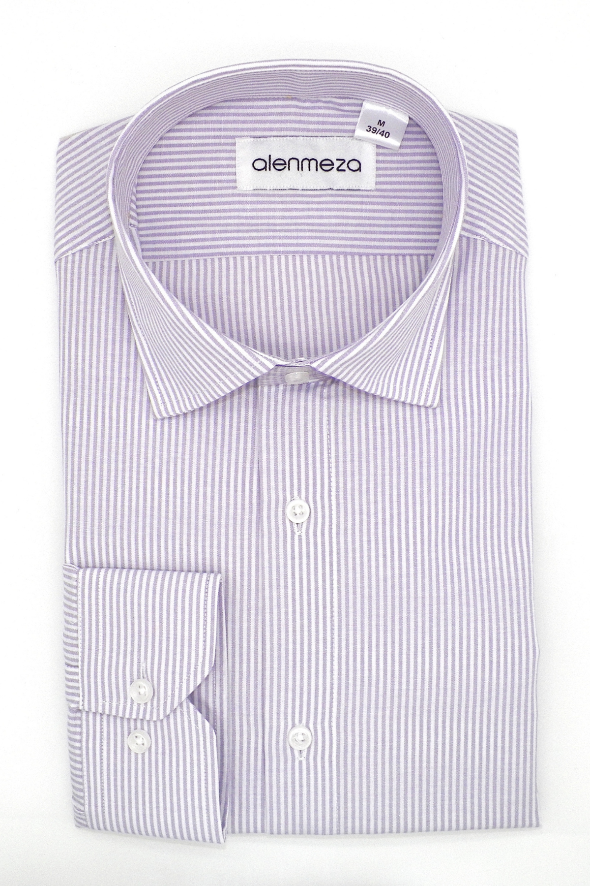 Lila Çizgili Pamuk Polyester Kolay Ütülenebilir Casual Cepsiz Modern Fit Gömlek