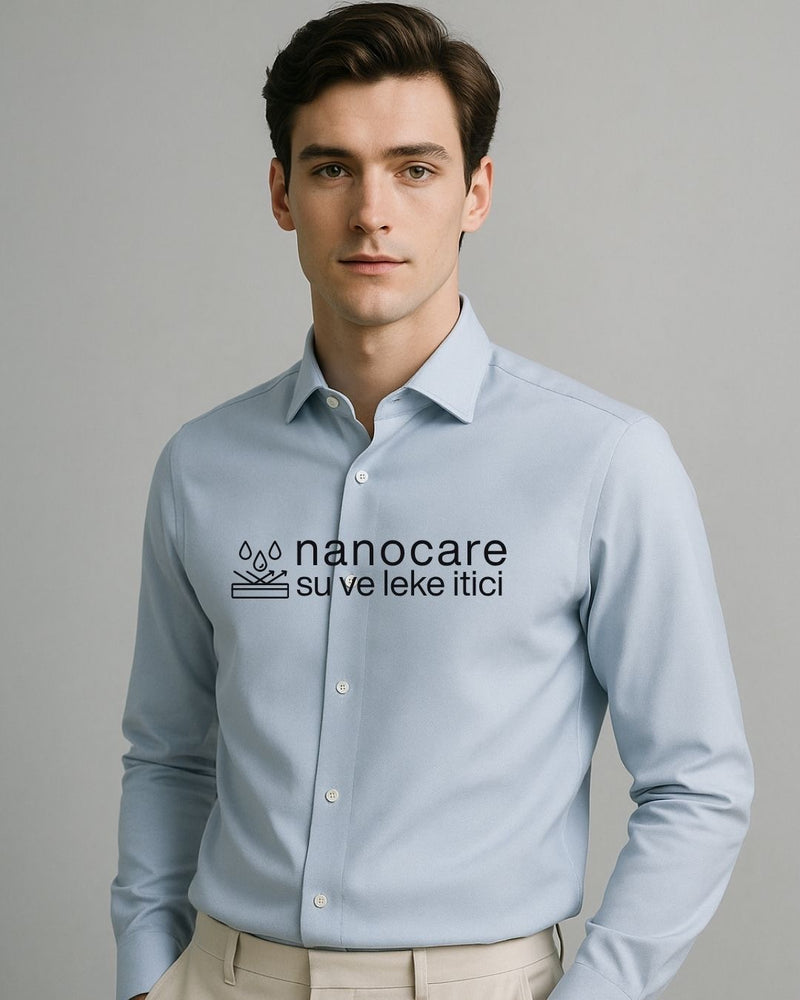 Mavi Nano Care  Su ve Leke İtici Ütü İstemeyen Gömlek