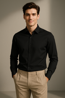 Siyah Nano Care  Su ve Leke İtici Ütü İstemeyen Gömlek