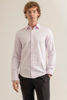 Pembe %100 Pamuk Saten Non-Iron Ütü Istemeyen Casual Cepsiz Modern Fit Gömlek