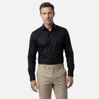 Black 100% Cotton Satin Non-Iron Casual Pocketless Modern Fit Shirt