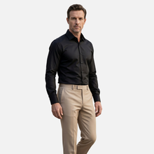 Black 100% Cotton Satin Non-Iron Casual Pocketless Modern Fit Shirt