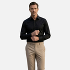 Black 100% Cotton Satin Non-Iron Casual Pocketless Modern Fit Shirt