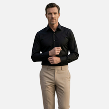 Black 100% Cotton Satin Non-Iron Casual Pocketless Modern Fit Shirt