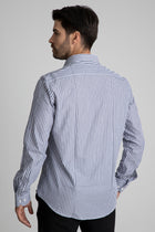 Siyah Çizgili Pamuk Polyester Kolay Ütülenebilir Casual Cepsiz Modern Fit Gömlek